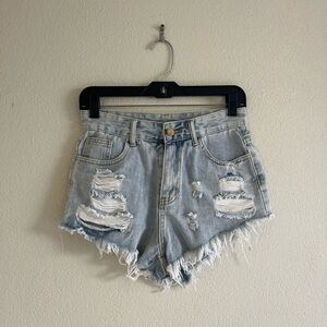 High Waisted Distressed Shorts